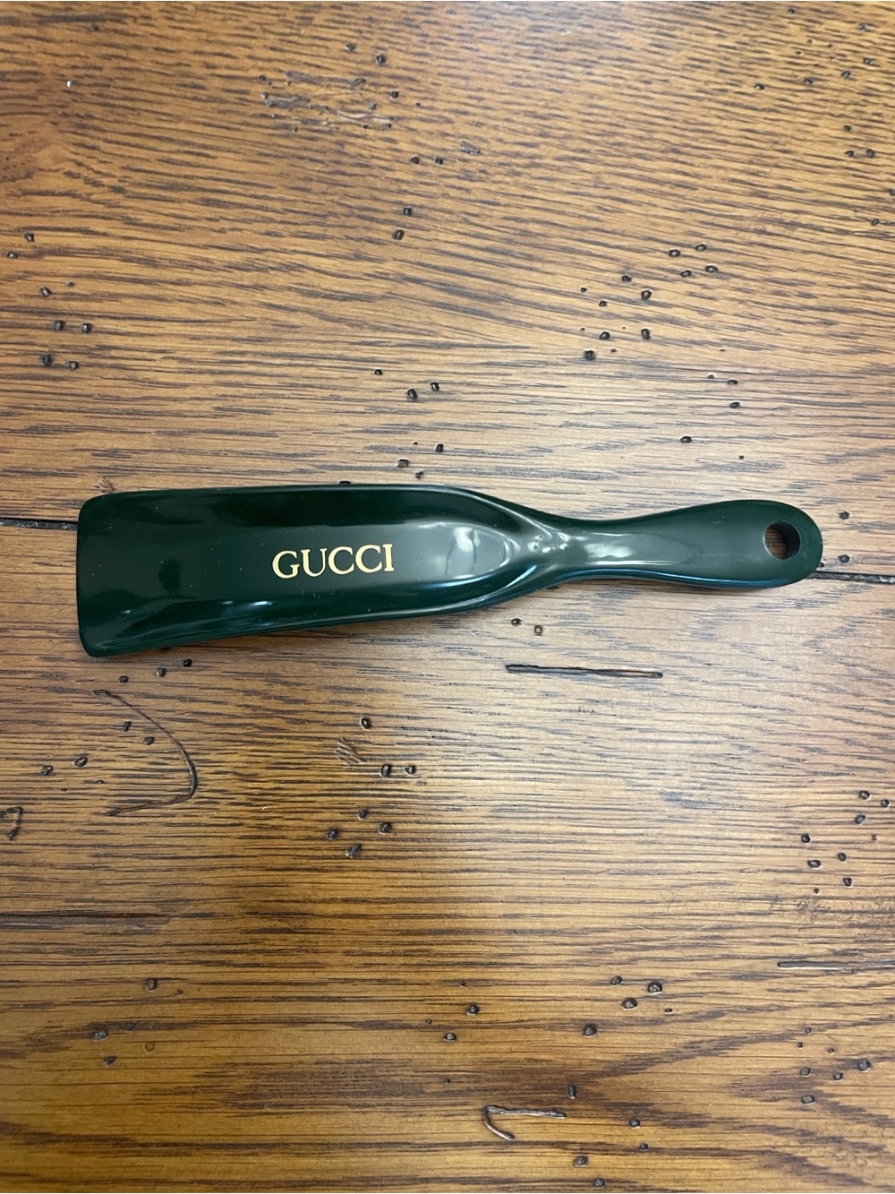 GUCCI Dark Green Shoe Horn with Gold Logo